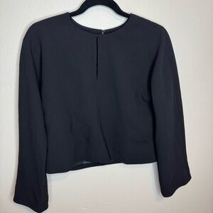 J. Crew 365 Crepe Top Long Sleeve Keyhole Womens Top in Black Office